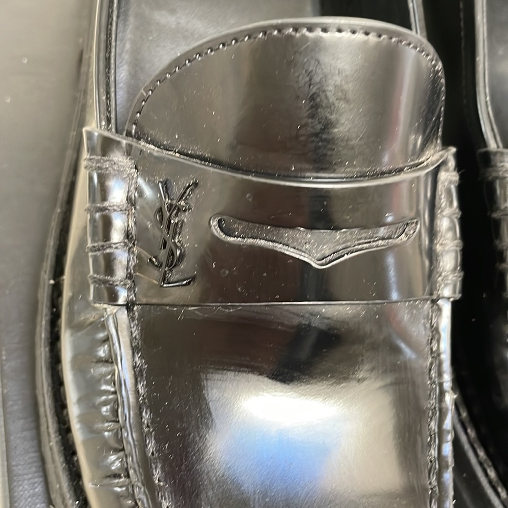 Yves Saint Laurent Glossy Black Loafers - Picture 4 of 8